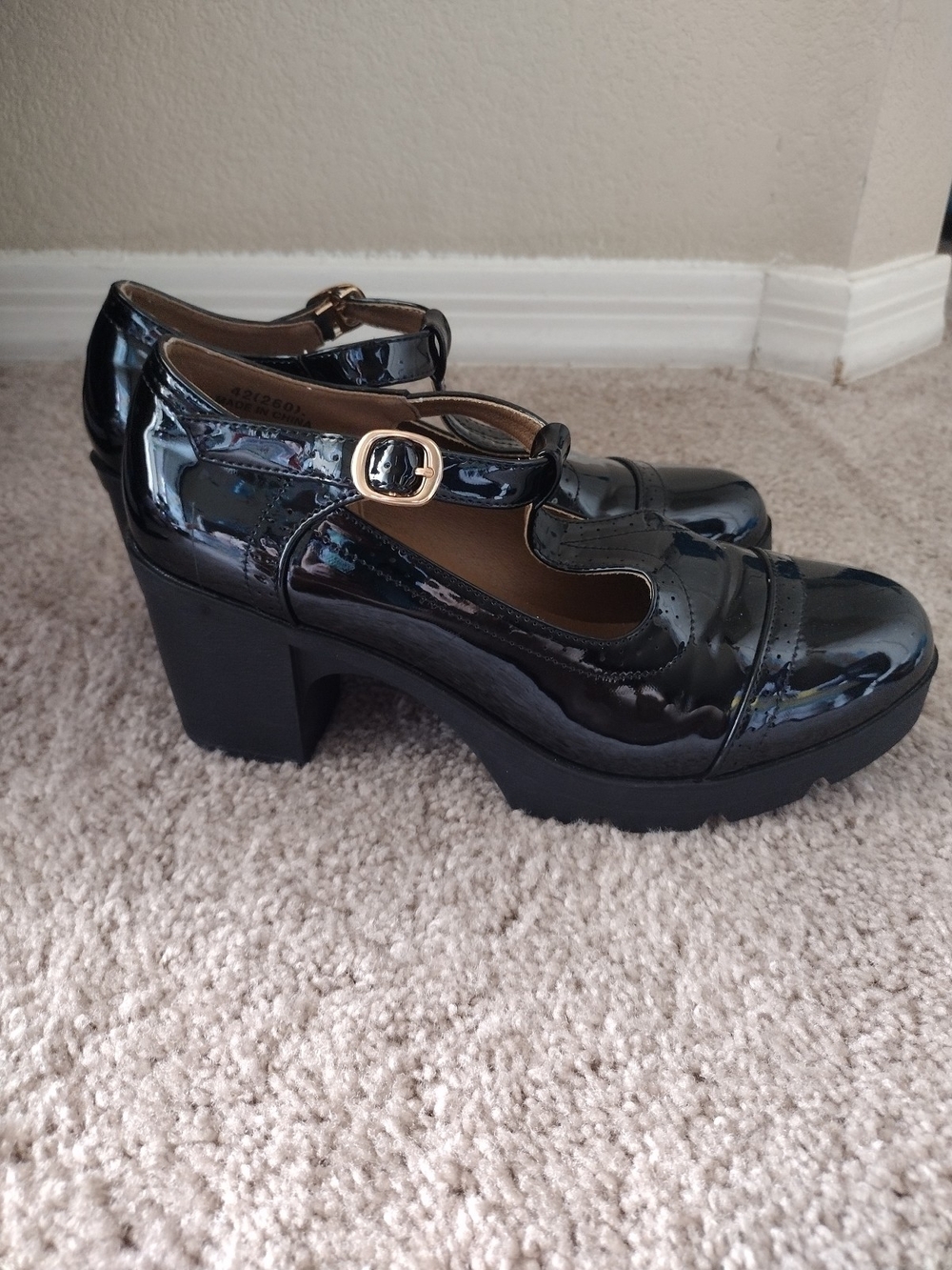 Black Patent Mary Jane Platform Heels